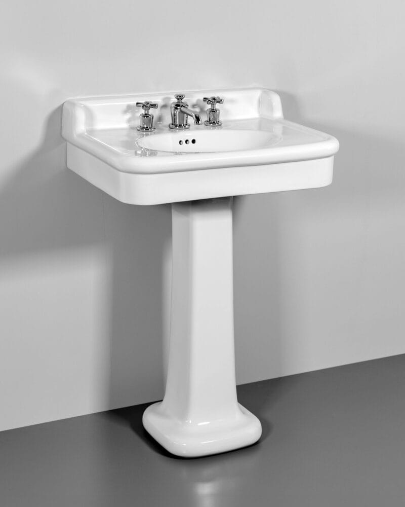 Traditional washbasin on porcelain column for vintage fittings