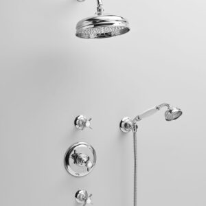 Klassischer Thermostatenmischer für Duscharmaturen aus massivem Messing